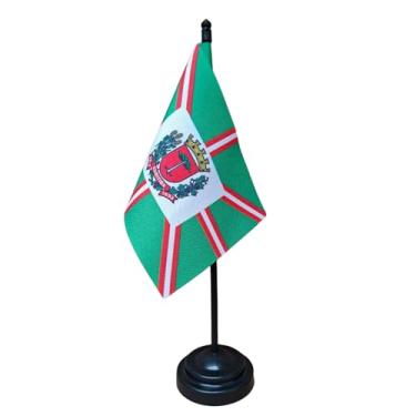 Imagem de Bandeira de Mesa Curitiba, 26cm Altura Total, 18x11cm Tecido Oxford, Face Única, Base Plástica Preta, para Escritório, Eventos e Decoração