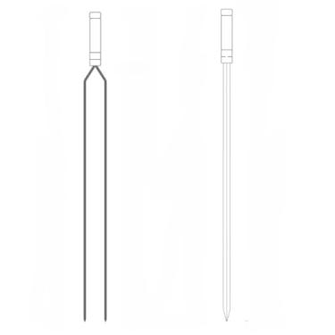 Imagem de Kit 4 Espeto para Churrasco 75cm Reto e Duplo Galvanizado Com Cabo Madeira Utensílio Churrasqueira(UNITÁRIO (RETO),75cm)