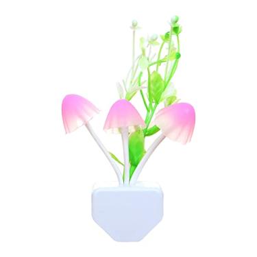 Imagem de Luz Noturna de Cogumelo LED com Liga Desliga Automático Luzes Sensor Plugue na Parede Lâmpada Bonita para Escada Banheiro Quarto Garagem Armário Casa