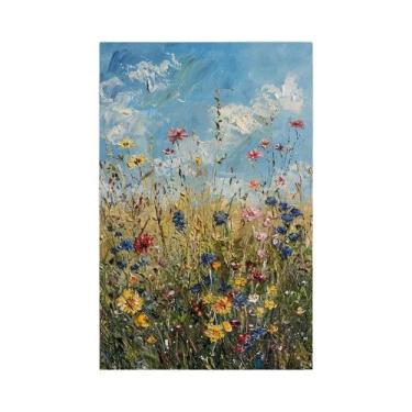 Imagem de Pintura Em Tela Vintage Floral Botânica De Flores Silvestres Da Primav