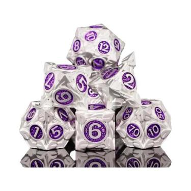 Imagem de Conjunto De Dados De Metal Premium Coloridos Para Jogos De RPG De Mesa