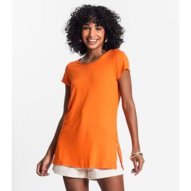 Imagem de Blusa Básica Alongada Feminina Rovitex Laranja, M, Laranja