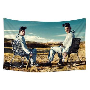 Imagem de Tapeçaria com bandeira pendurada na parede Breaking Bad Anime 90x150cm
