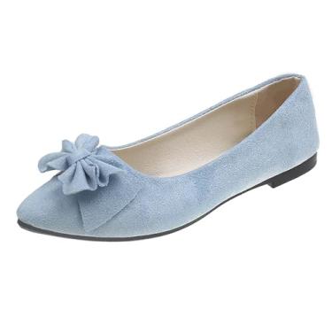 Imagem de Tênis feminino fashion casual primavera cor doce cor sólida flor multicolorida ponta plana tamanho grande sapatos de tecido material de malha, Azul royal claro, 38