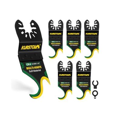 Imagem de KURSTOL Lâmina de faca oscilante para várias ferramentas, 6 peças de lâminas de serra multiferramentas para cortar materiais macios tapete, papelão, telhas de telhado e piso de PVC