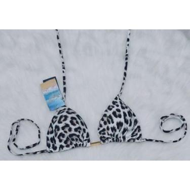 Imagem de Top Cortininha Sem Babadinho - Nayklê Moda Praia , Onça branca, P