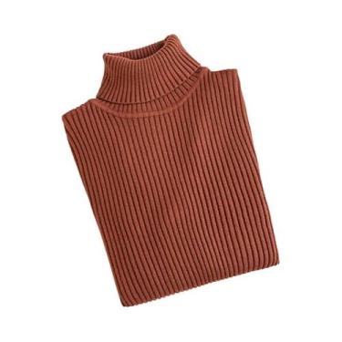 Imagem de Suéter Feminino De Manga Longa Tricotado Com Gola Alta, Pulôver Macio 