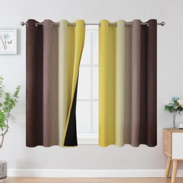 Imagem de Cortinas Blackout Estelar Textiler marrom/amarelo 115x114cm 2 painéis