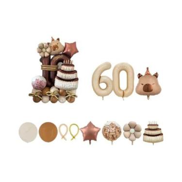 Imagem de Balão De Alumínio De Aniversário Com Tema De Capivara, 44 Peças, Prese