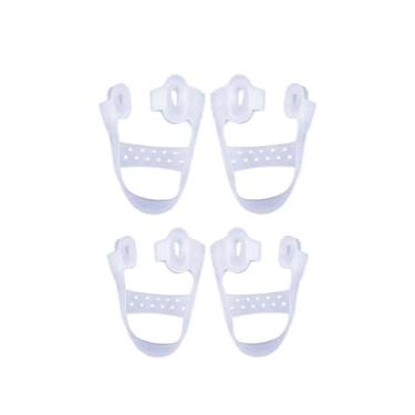 Imagem de 2 pares de almofadas de joanete de gel, separadores de dedo do pé de joanetes, corretor de dedo do pé de silicone, separador reutilizável de tala para reduzir a pressão do dedo, alisadores de dedos