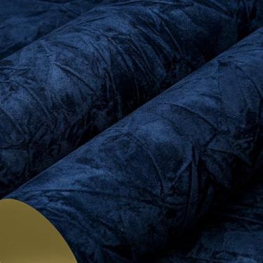 Imagem de LACHEERY Papel de parede de veludo azul marinho descasque e cole papel de parede de veludo texturizado flocado forro de gaveta de feltro autoadesivo papel de contato tecido azul papel de parede para
