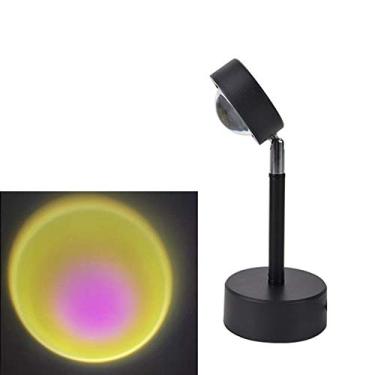 Imagem de VELIHOME Lâmpada de projeção do pôr do sol, luz de piso de projeção do pôr do sol, luz de LED moderna arco-íris, luz de suporte para sala de estar, projetor de quarto, projetor romântico