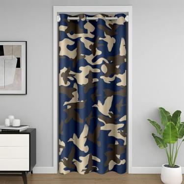 Imagem de jejeloiu Duck Hunter Cortina blackout 30%-50% escurecimento 159 x 203 cm 1 painel cortina de porta tema caça de pato para porta privacidade camuflagem e portas de pato com janelas decoração de quarto