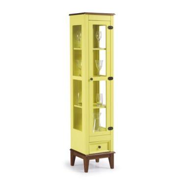 Imagem de Cristaleira 1 Porta + 1 Gaveta - Apaixone&Decore, Amarelo Lemon