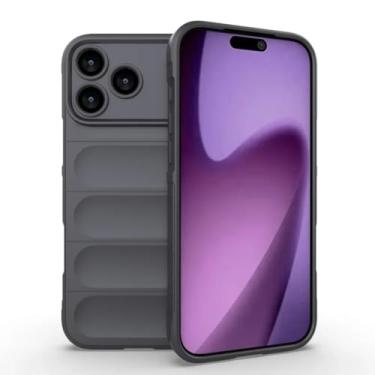 Imagem de SFDSUH Capa protetora resistente a impactos e quedas com airbag para iPhone 16e (Cinza Escuro)