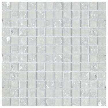 Imagem de Kit 1m² Pastilha de Vidro Ice 30cm X 30cm Branco Quebrado