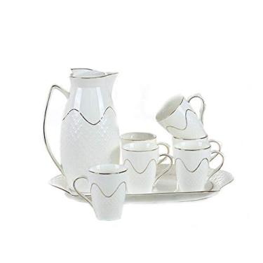 Imagem de Conjunto de bule de chá chinês, conjunto de chá chinês feito à mão, bule de porcelana, xícaras de chá de cerâmica, estilo europeu conjunto de chá em relevo da China (B)