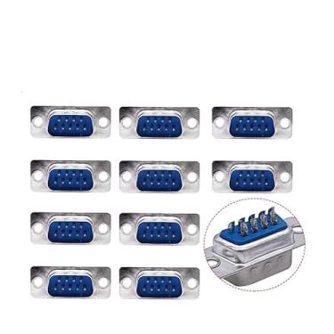 Imagem de 10 peças DB9 conector núcleo VGA Pl9pin soquete fêmea macho tipo D SUB DB15 (DB9 macho prateado)