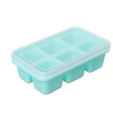 Imagem de Forma de Gelo Retangular Com 6 Divisórias Plástico Bandeja De Silicone Para Cubos De Gelo Com Tampa(2 PCS)