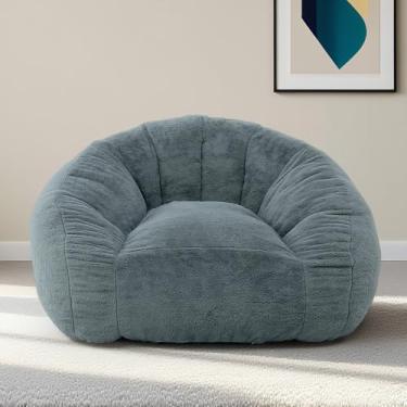 Imagem de MUKAVA Cadeira pufe para sala de estar e quarto (cinza azul)