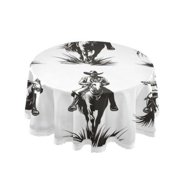 Imagem de Qilmy Toalha de mesa redonda de palmeira de treliça verde, 152 cm, resistente à água, à prova de derramamento, capa de mesa grande para jantar de reunião de família em ambientes internos e externos