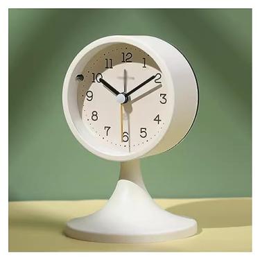 Imagem de x3anggyt5 Despertador para quarto, despertador de 12 cm, relógio pequeno silencioso sem tique-taque com algarismos arábicos, despertador de mesa com luz noturna, relógio de mesa operado por bateria (A