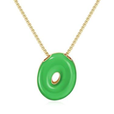 Imagem de KissYan Colar com letras de bolha, banhado a ouro 14 K, pingente de caixa com inicial de balão colorido, joia delicada para presente, Adjustable, Cobre, Sem Pedra Preciosa