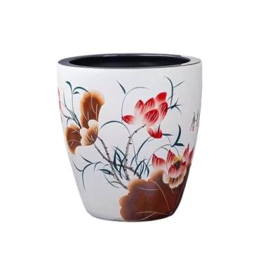 Imagem de Tanque de peixes de cerâmica levantado em estilo chinês moderno, pátio, jardim, aquário, tanque de água, vintage, pátio, sala de estar, ornamentos de mesa (pequeno)