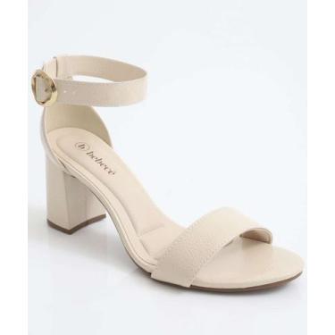 Imagem de Sandália Feminina Salto Grosso Verniz Bebecê Bege-11086, Bege, 37