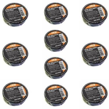 Imagem de Kit10 fita isolante pvc preta - rolo 10 metros - dni