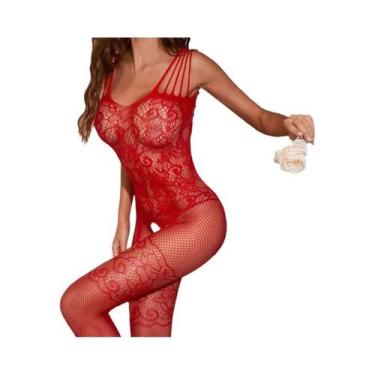 Imagem de Conjunto De Bodystocking Feminino Com Renda, Estampa Floral, Sutiãs Ab