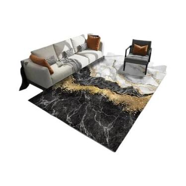 Imagem de Tapete Grande Moderno Abstrato De Mármore Antiderrapante Para Sala De 