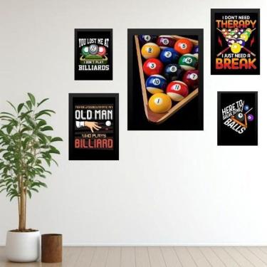 Imagem de Kit 5 Quadros Decorativos Sinuca - Bilhar