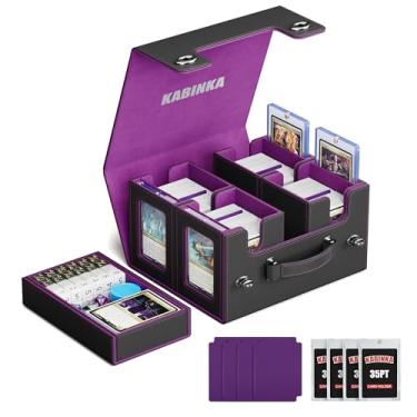 Imagem de Kabinka Caixa de baralho Commander para MTG com alça, caixa de vários baralhos com bandeja de dados grande para mais de 400 cartas de manga dupla, caixa de armazenamento de cartões TCG 5 em 1 com