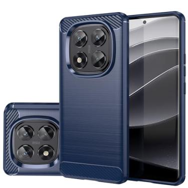Imagem de Gufuwo Capa para Xiaomi Redmi Note 14 Pro/Poco X7 5G, capa de telefone fina de fibra de carbono TPU macia antiarranhões à prova de choque capa protetora para Xiaomi Redmi Note 14 Pro 5G azul