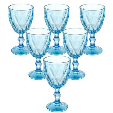 Imagem de Jogo de Taças Luxx Ellegance 300ml 6 und Cristal Blue Vidro Metalizado