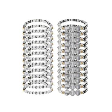 Imagem de MMIUAEG Pulseiras esportivas criativas com bolas de futebol, beisebol, futebol, vôlei, tênis, basquete, golfe, pulseiras elásticas para mulheres, homens, dia de jogo, joias esportivas, presentes para