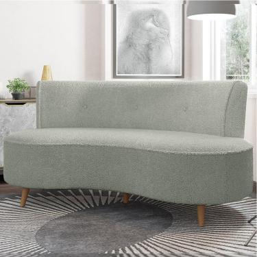 Imagem de Sofá Living 2 Lugares 160cm Aang Pés Palito Bouclê Cinza G33 - Gran Belo