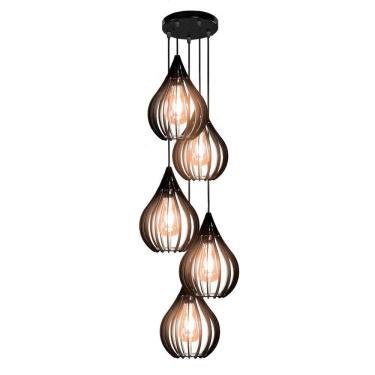 Imagem de Luminária Teto Lustre Pendente Balcão Cozinha Sala 5 Chile Cor:preto