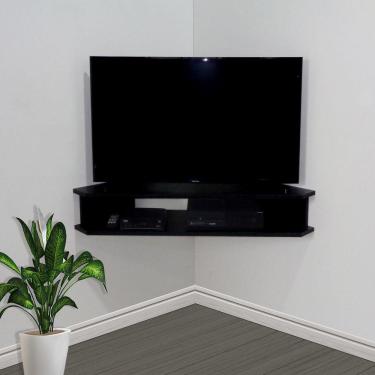 Imagem de Rack Suspenso Para Tv De Até 43” Aparador Bancada Estante De Canto Preto