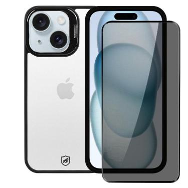 Imagem de Kit Capa Gravity Preta E Pelicula Defender Pro Privacidade Para Iphone 15 - Gshield
