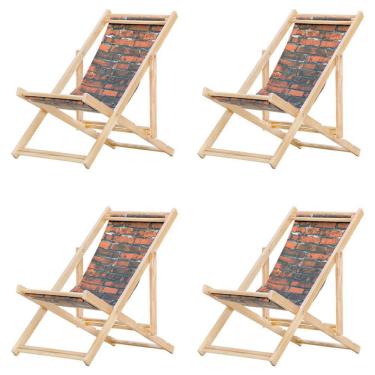 Imagem de Kit 4 Cadeira Espreguiçadeira Dobrável S-b-tijolo