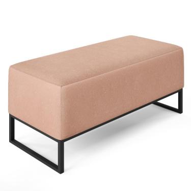 Imagem de Puff Cléo W01 Base De Ferro 90 Cm Linho Rosê