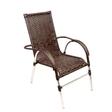 Imagem de Kit 4 Cadeiras Vênus Alumínio E Mesa Emily Trama Original Pedra Ferro