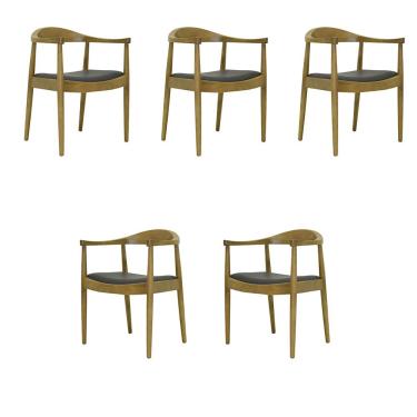 Imagem de Kit 5 Cadeiras Decorativas Sala de Jantar Columbia PU Madeira Rústica Bege G56 - Gran Belo