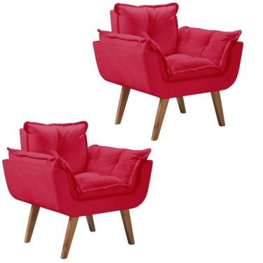 Imagem de Kit 2 Poltronas Opalla Pés Palito 1 Lugar D Salla Suede