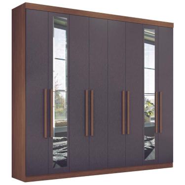 Imagem de Guarda Roupa Casal Com Espelho 8 Portas Paris Jatobá Grafite