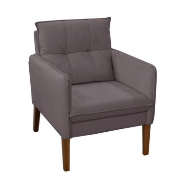 Imagem de Poltrona Decorativa Liz Sala Escritório E Recepção Suede Grafite Eli Móveis E Decoração