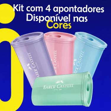 Imagem de Apontador Faber Triangular Kit c/ 4 Unidades Cor Pastel