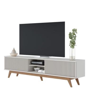 Imagem de Rack Bancada Fortaleza Off White Matte Com Mesa De Centro Jeri Off White Freijó - Colibri